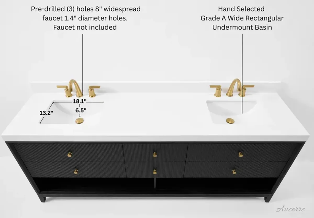 Momo 84 in. Dark Oak Bath Vanity Set with White Quartz Vanity Top and White Undermount Basin