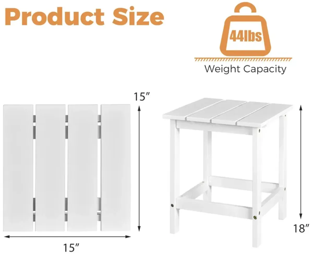 15 Inch Patio Square Wooden Slat End Side Coffee Table for Garden