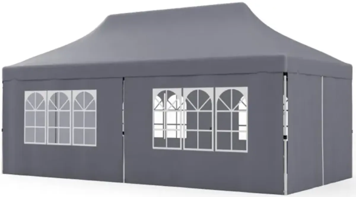 Hivvago 10 x 20 Feet Pop up Canopy with 6 Sidewalls Windows and Carrying Bag