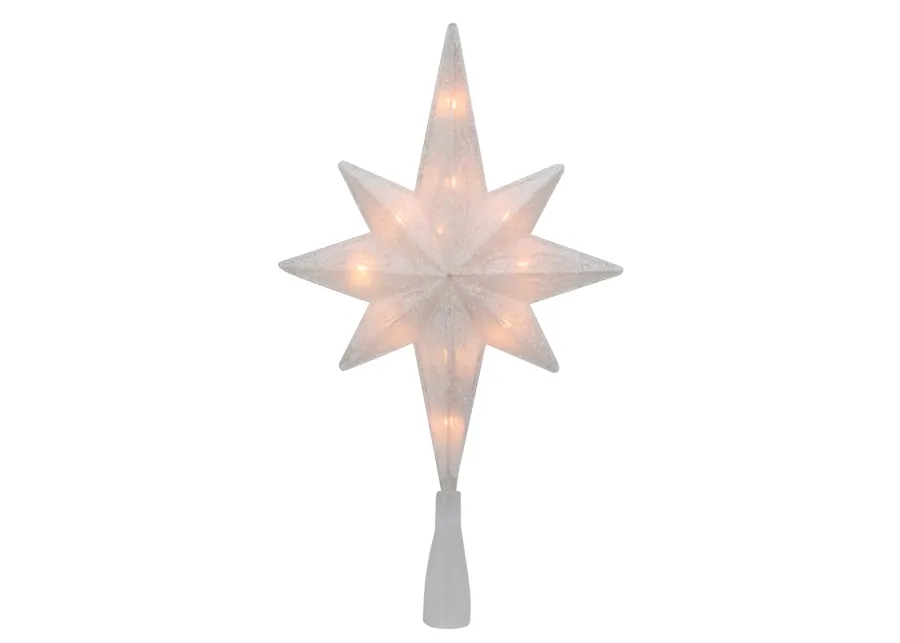 11" Lighted Frosted Clear and Rose Gold Bethlehem Star Christmas Tree Topper - Clear Lights