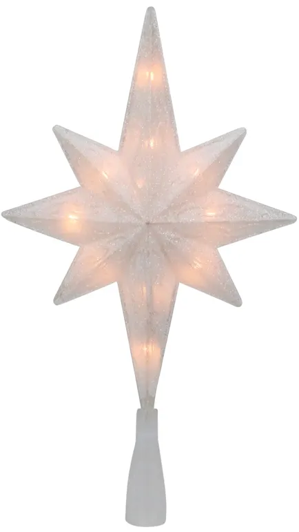 11" Lighted Frosted Clear and Rose Gold Bethlehem Star Christmas Tree Topper - Clear Lights