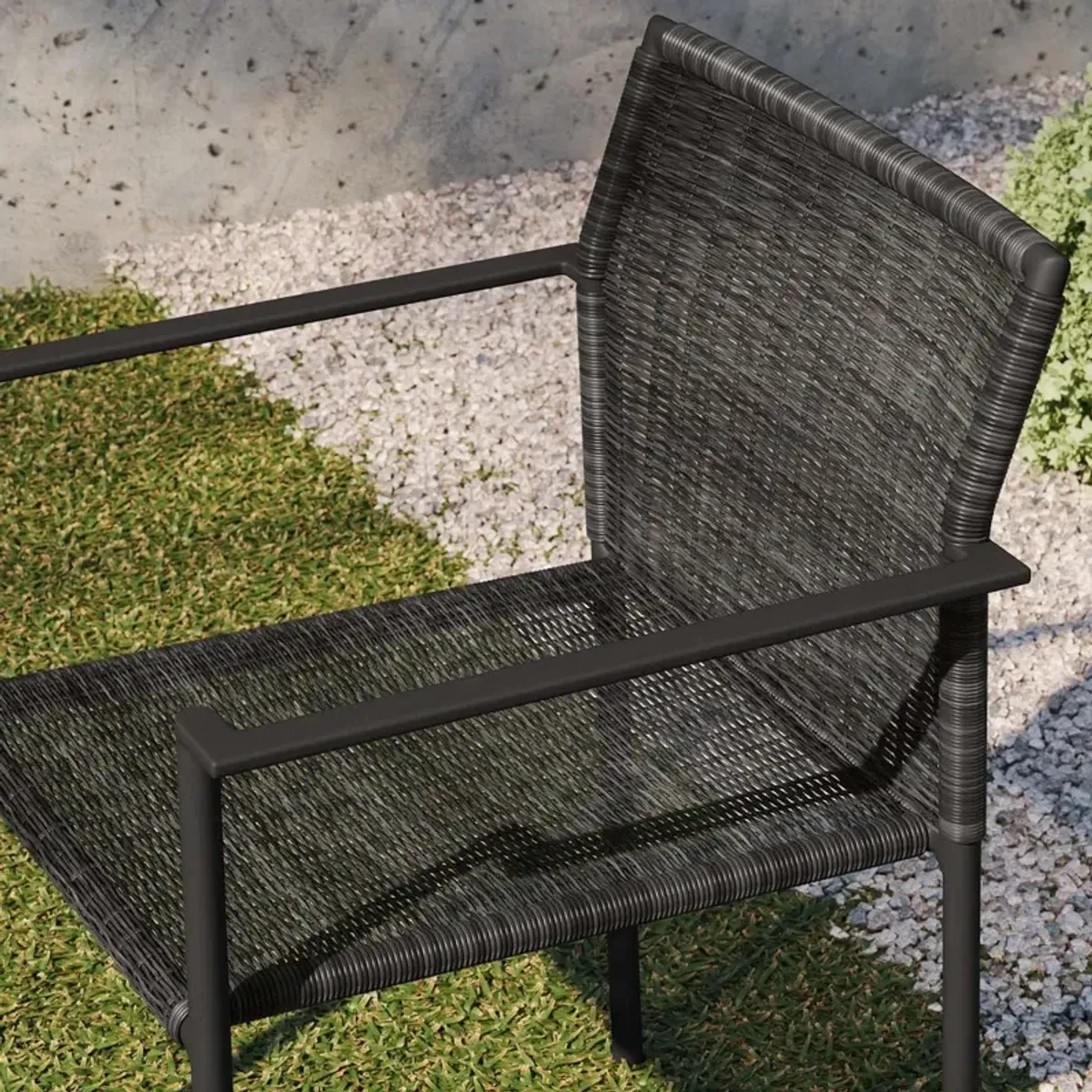 Modway Lagoon Wicker Rattan Outdoor Dining Armchairs in Charcoal (Set of 2)