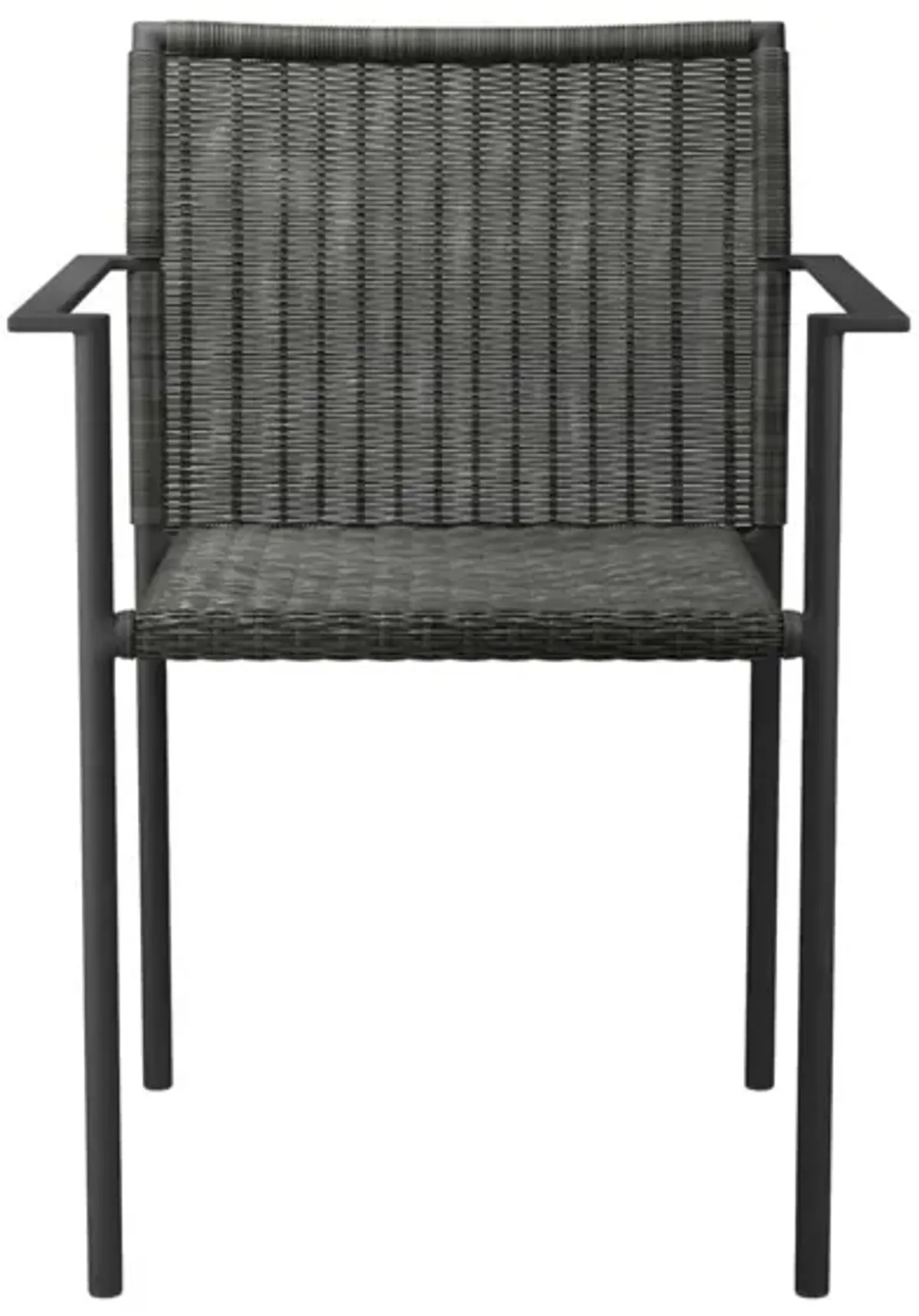 Modway Lagoon Wicker Rattan Outdoor Dining Armchairs in Charcoal (Set of 2)