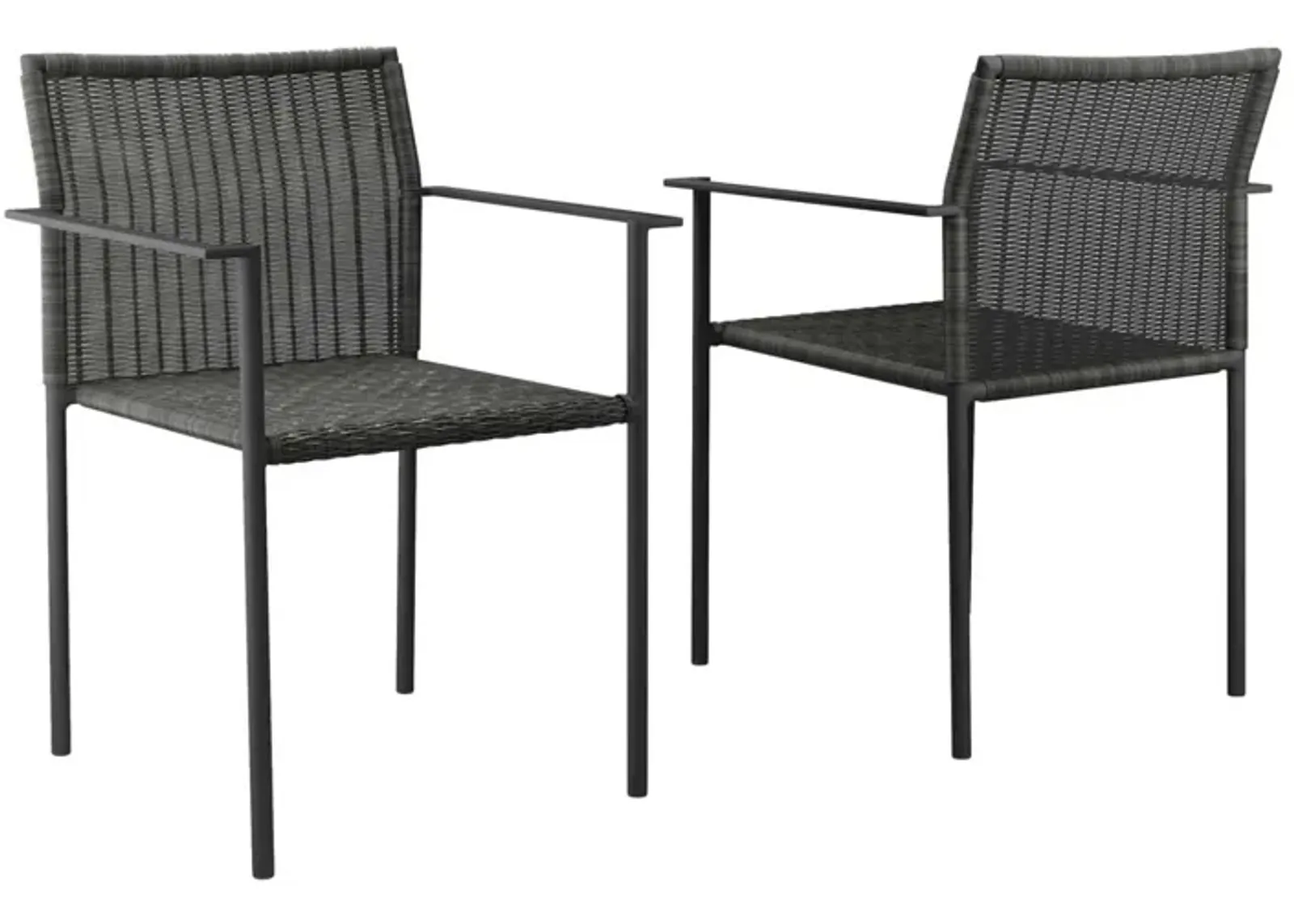 Modway Lagoon Wicker Rattan Outdoor Dining Armchairs in Charcoal (Set of 2)