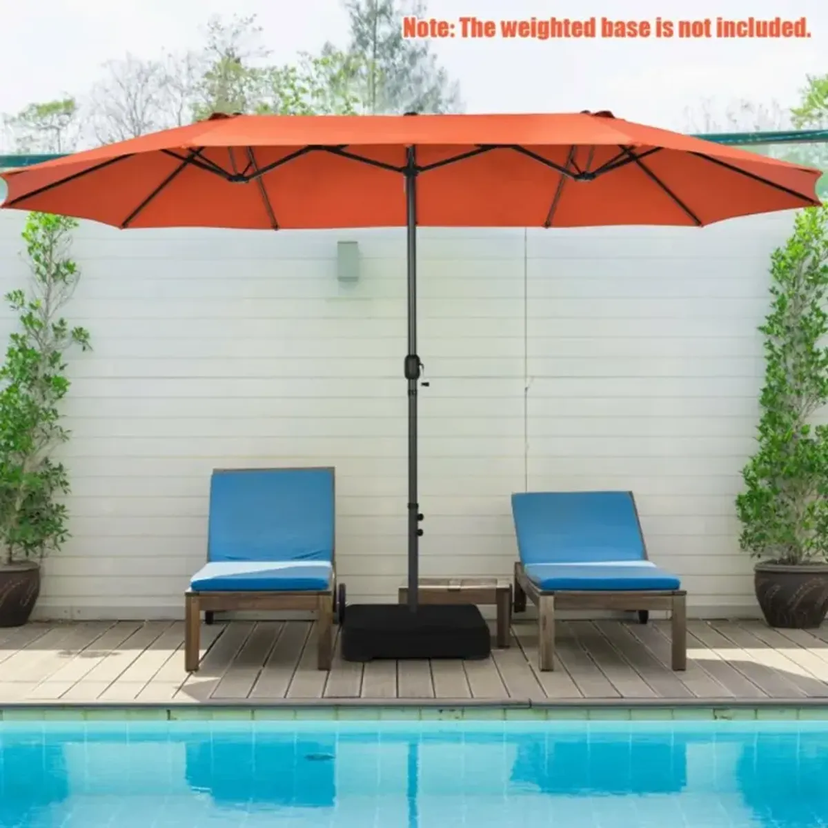 Hivvago 15 Feet Patio Double-Sided Umbrella with Hand-Crank System