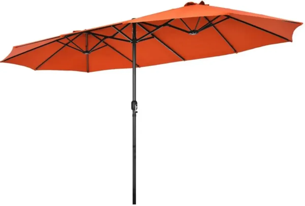 Hivvago 15 Feet Patio Double-Sided Umbrella with Hand-Crank System