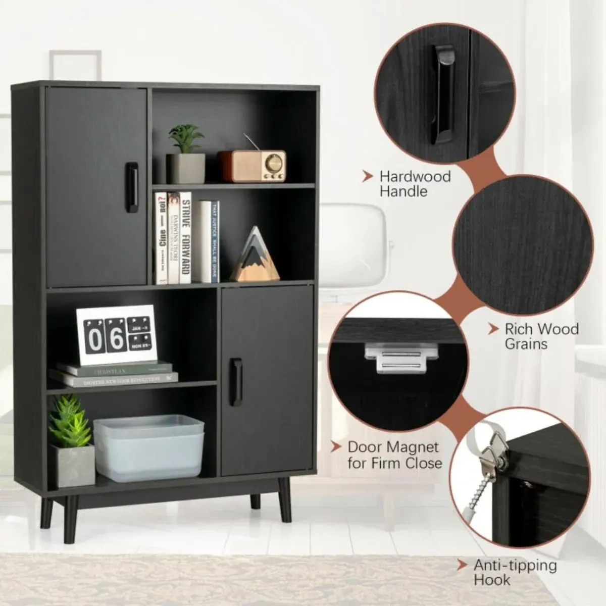 Hivvago Sideboard Storage Cabinet with Door Shelf