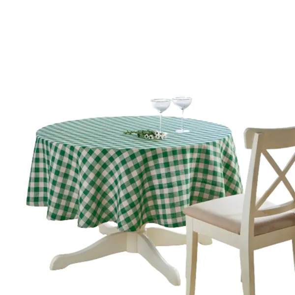 Solino Home 100% Pure Linen Round Tablecloth - Morgan Check