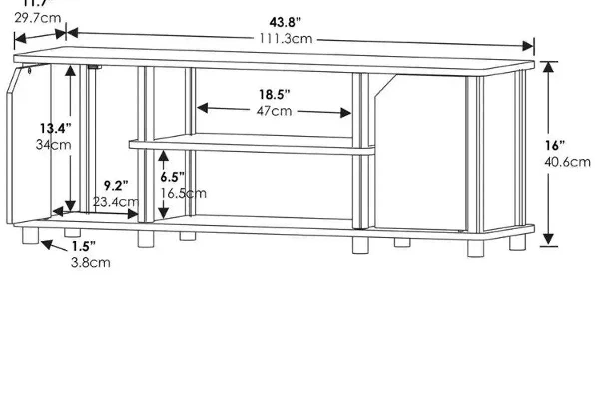 Furinno Simplistic TV Stand with Shelves and Storage, French Oak/Black