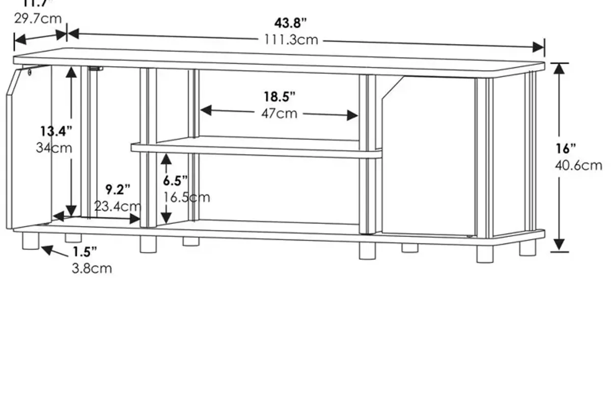 Furinno Simplistic TV Stand with Shelves and Storage, French Oak/Black