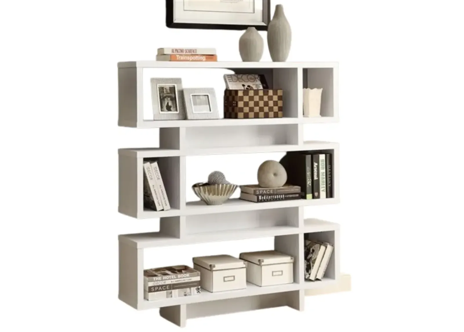 Hivvago White Modern Bookcase Bookshelf for Living Room Office or Bedroom