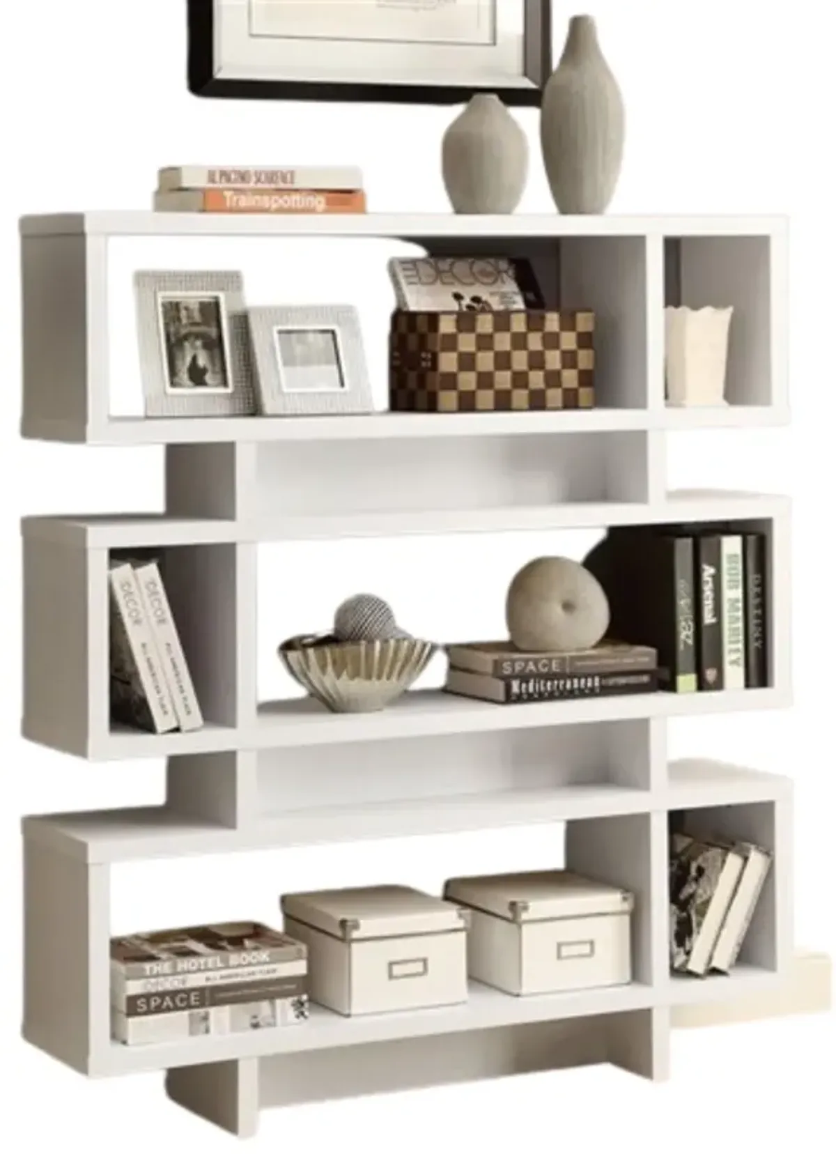 Hivvago White Modern Bookcase Bookshelf for Living Room Office or Bedroom