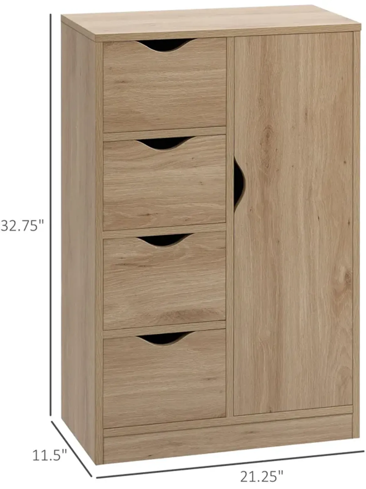 Oak Bathroom Storage: Freestanding Cabinet with 4 Drawers