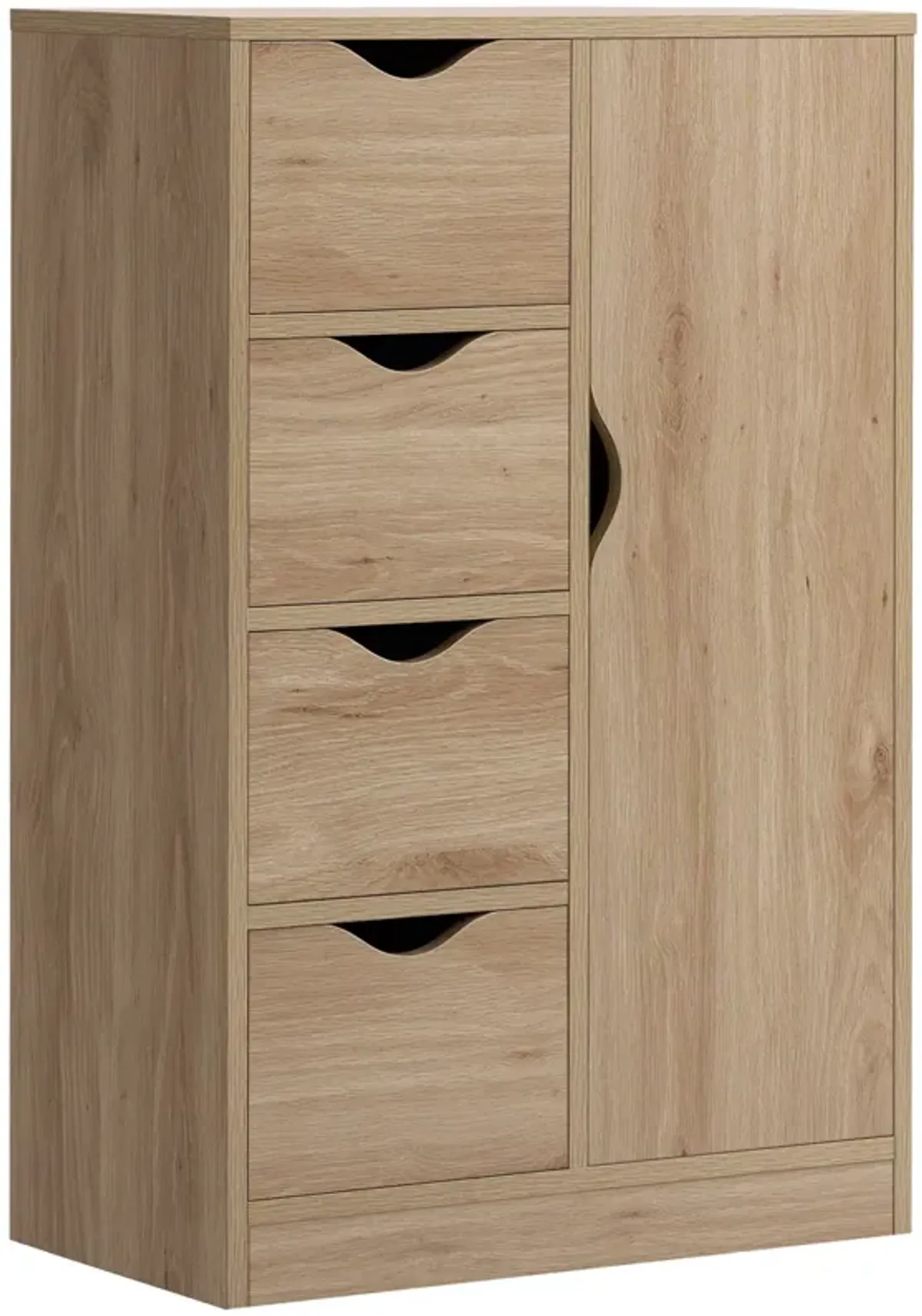 Oak Bathroom Storage: Freestanding Cabinet with 4 Drawers