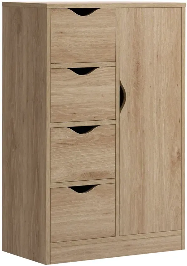 Oak Bathroom Storage: Freestanding Cabinet with 4 Drawers