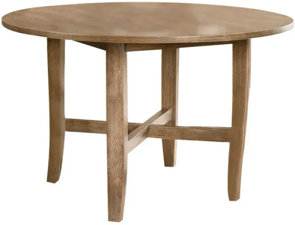 47 Inch Farmhouse Style Round Wooden Dining Table, Rustic Brown-Benzara