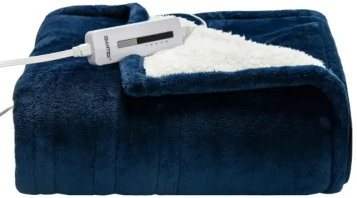 60 Inch x 50 Inch Electric Heated Throw Flannel and Sherpa Double-sided Flush Blanket