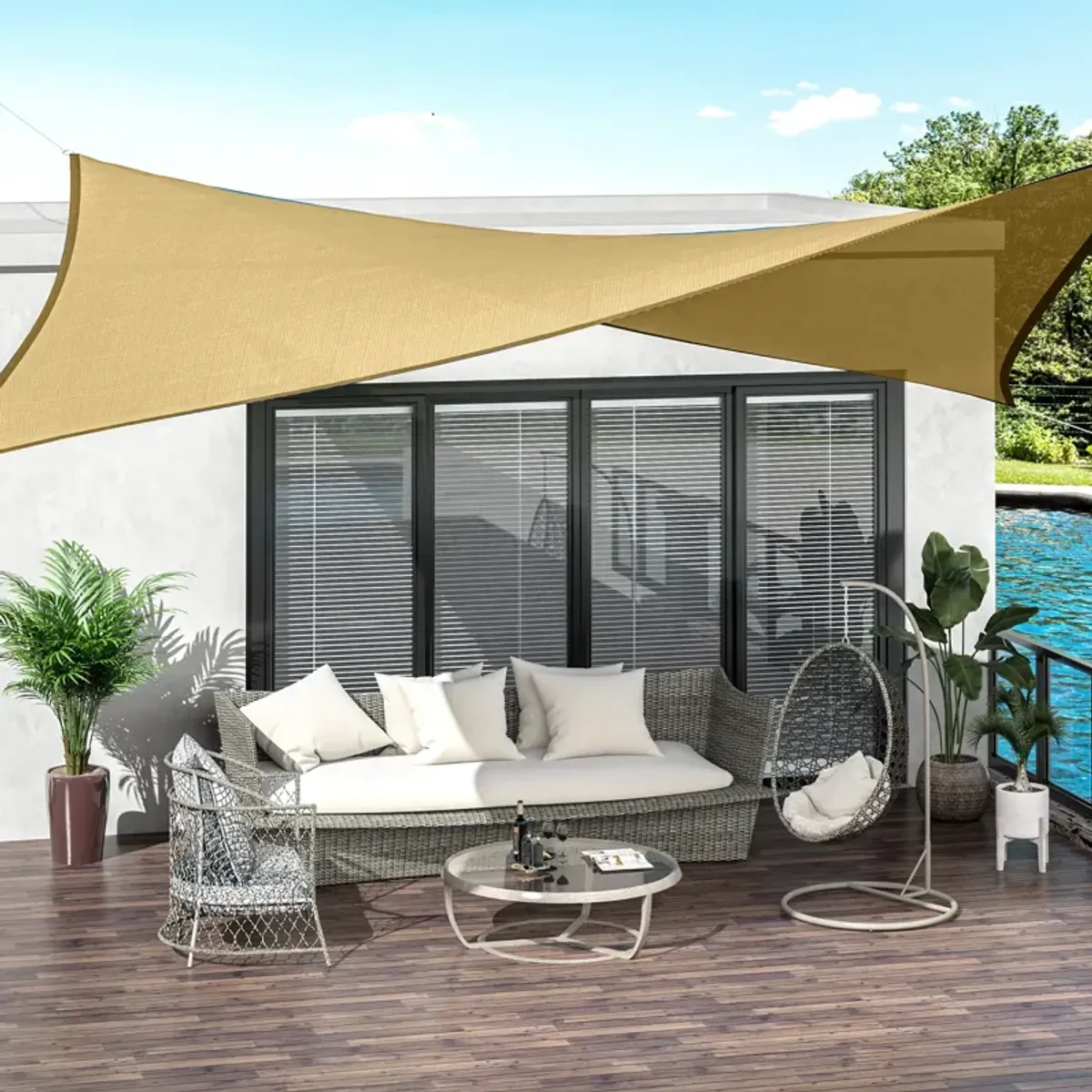 Desert Hue Sun Guard: 20x13ft D-Ring Rectangular Shade Sail for Yards