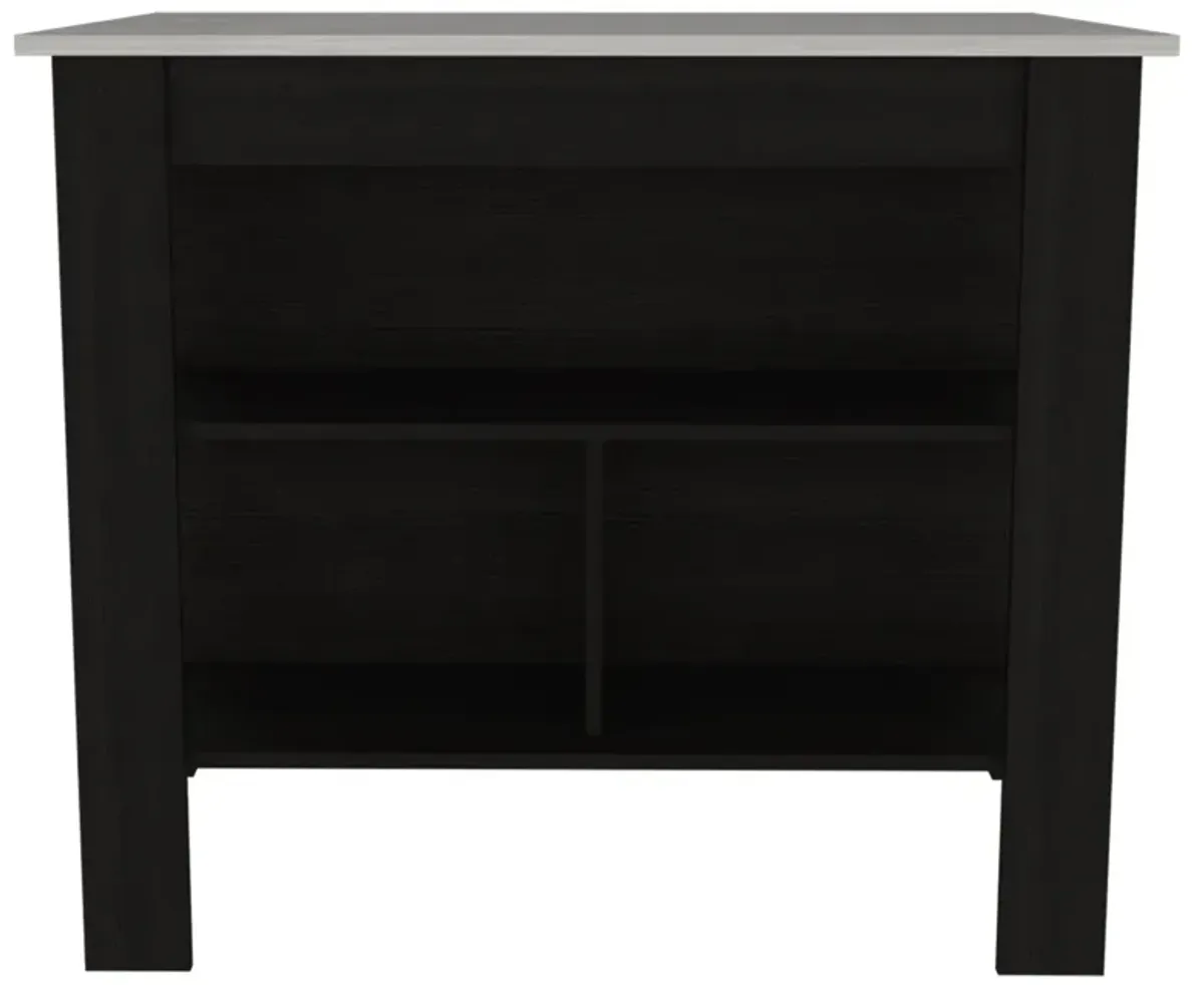 Cala Kitchen Island, Four Legs, Three Shelves - Black Ibiza Marble