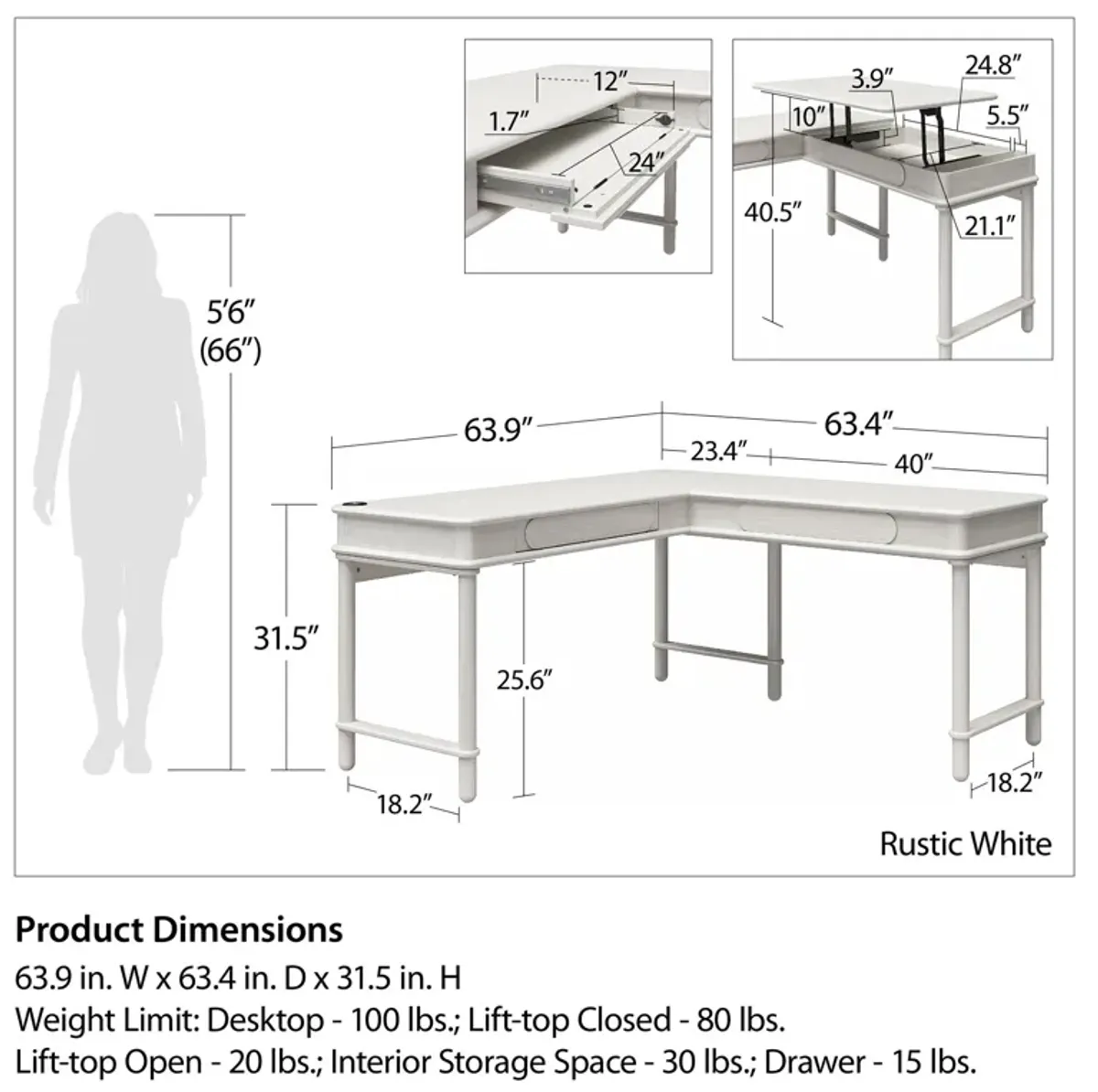 Selena Lift-top L Desk