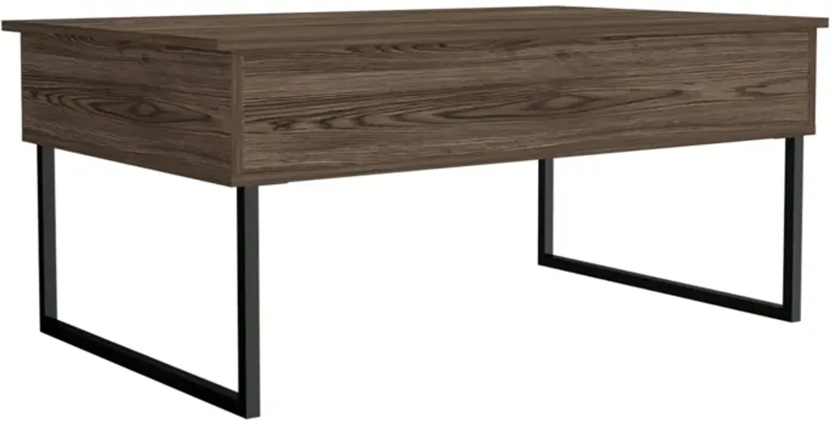 Nora Lift Top Coffee Table,Two Legs -Dark Walnut