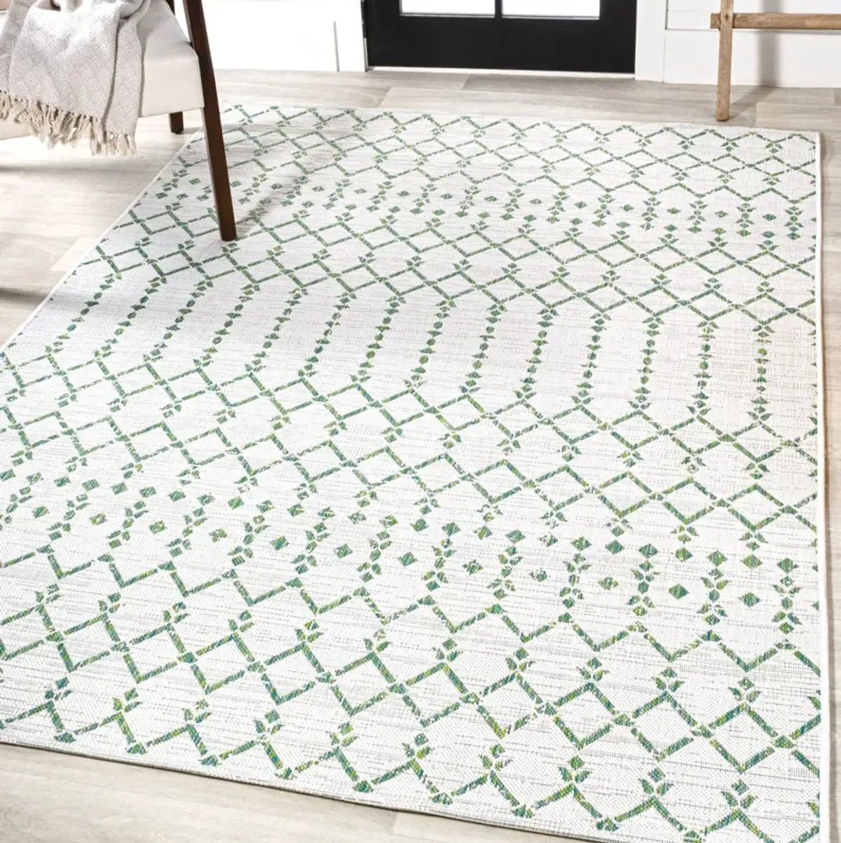 Ourika Moroccan Geometric Textured Weave Indoor/Outdoor Runner Rug