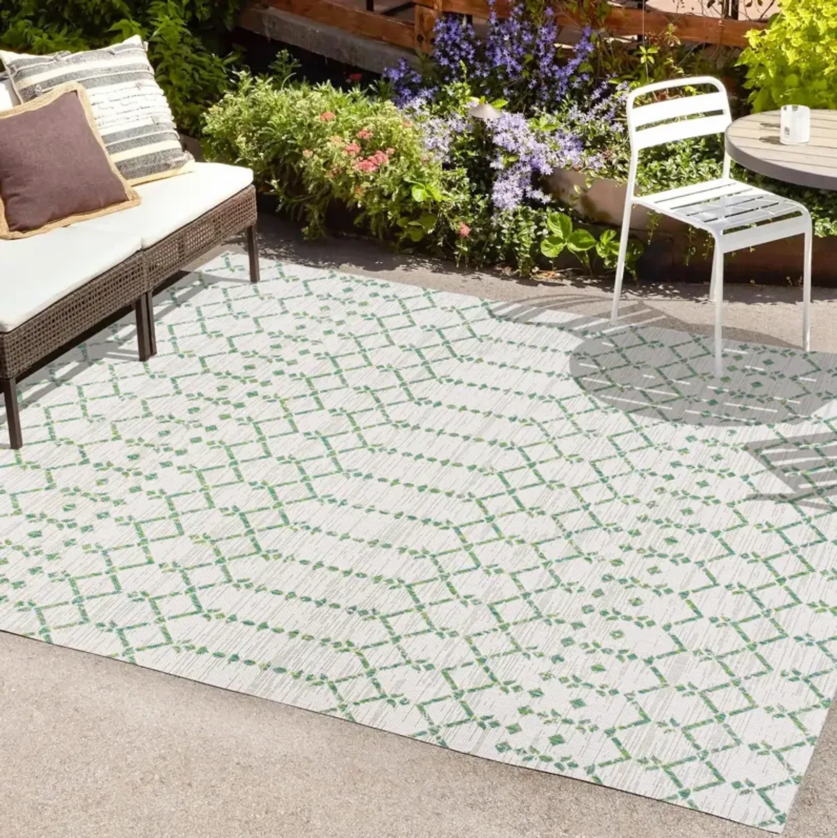 Ourika Moroccan Geometric Textured Weave Indoor/Outdoor Runner Rug