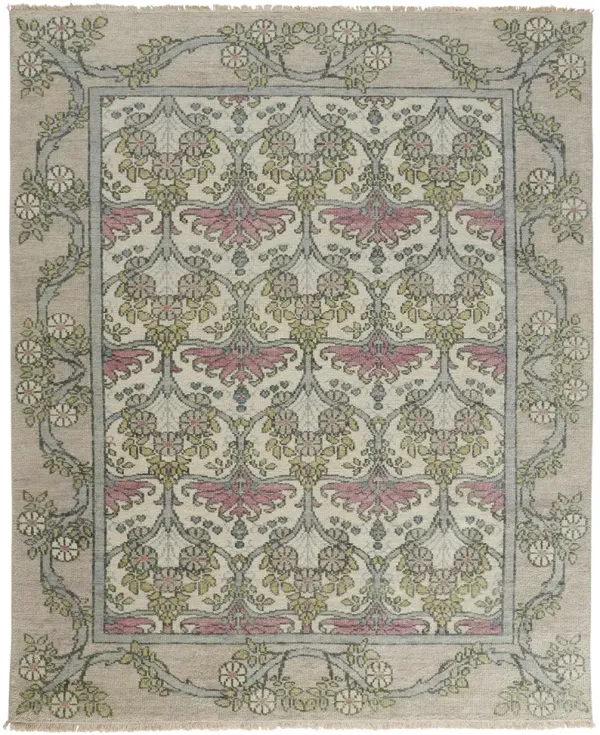 Beall 6714F Ivory/Pink/Green 2'6" x 8' Rug
