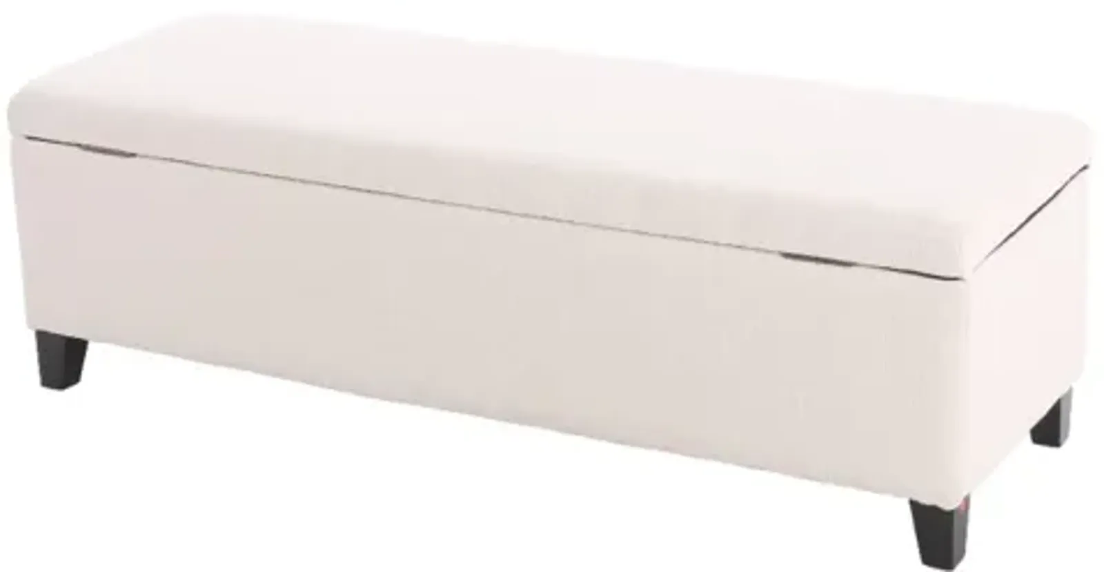 Elias Ottoman Bench with Storage, 51 Inch Rectangular, White Fabric -Benzara