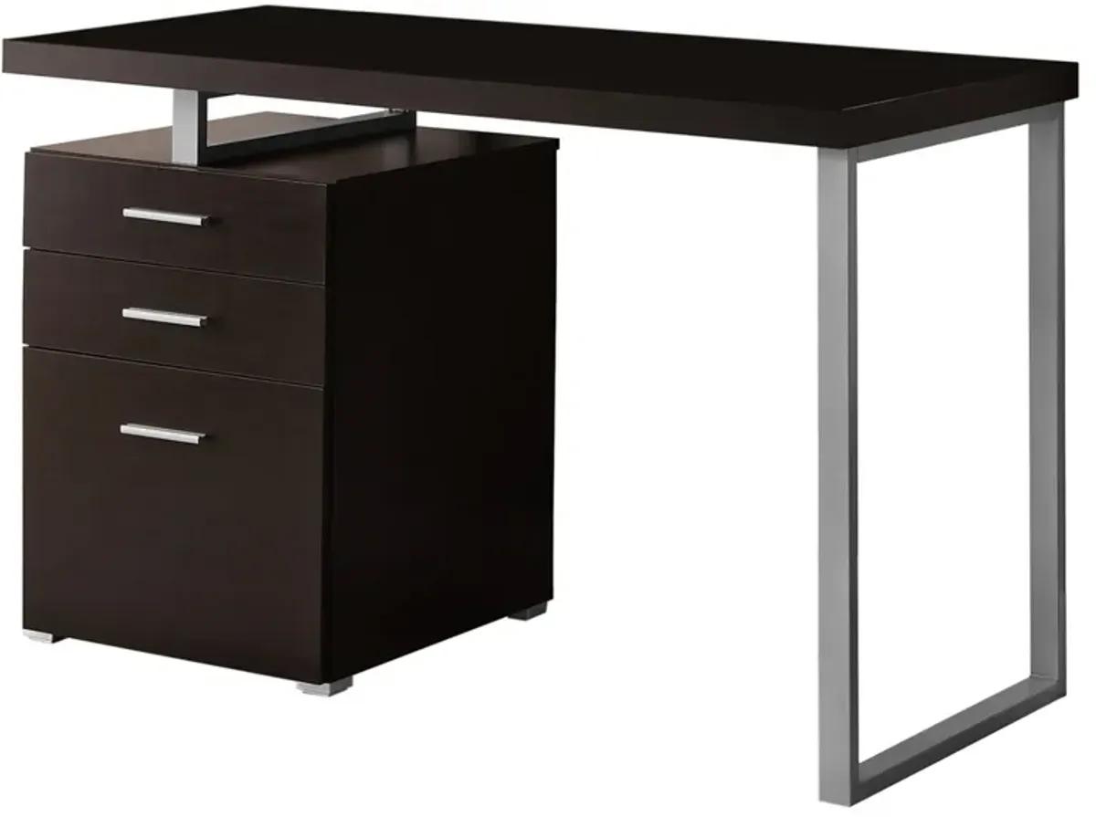 Monarch Specialties Computer Desk, Home Office, Laptop, Left, Right Set-Up, Storage Drawers, 48"L, Work, Metal, Laminate, Brown, Grey, Contemporary, Modern