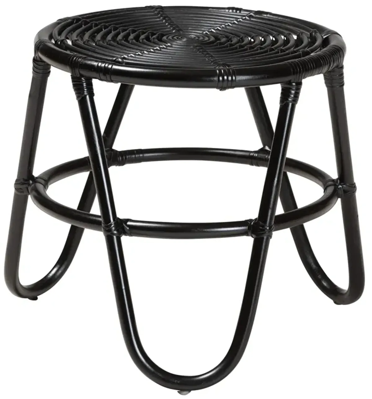 Bali & Pari Pertessa Modern Bohemian Black Finished Rattan End Table