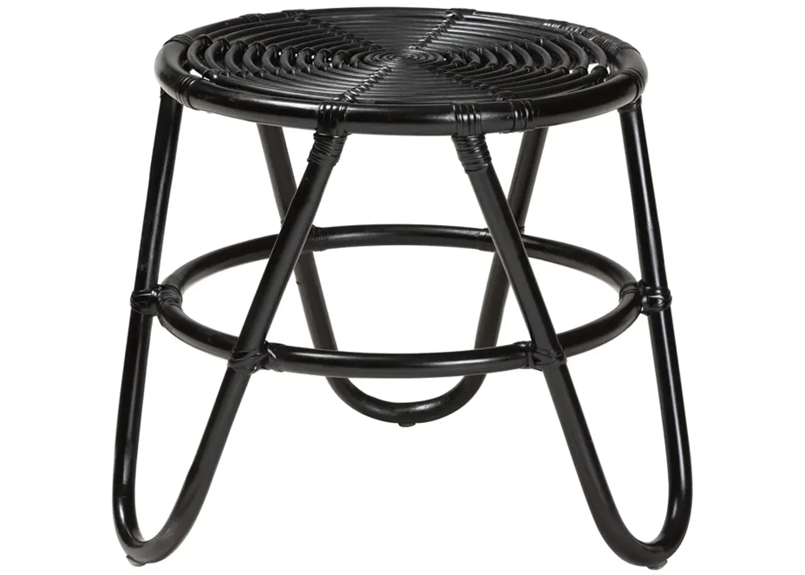 Bali & Pari Pertessa Modern Bohemian Black Finished Rattan End Table