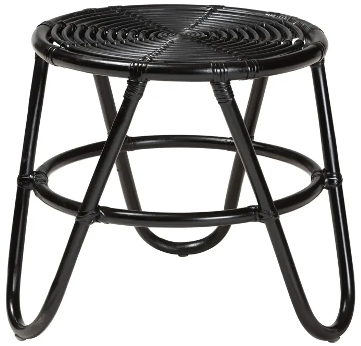 Bali & Pari Pertessa Modern Bohemian Black Finished Rattan End Table