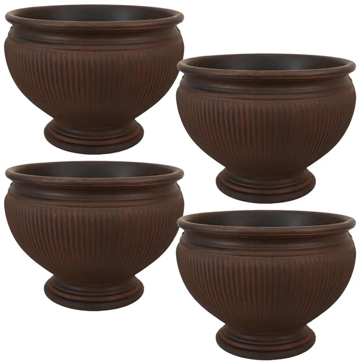 Sunnydaze Elizabeth Ribbed Urn Polyresin Planter