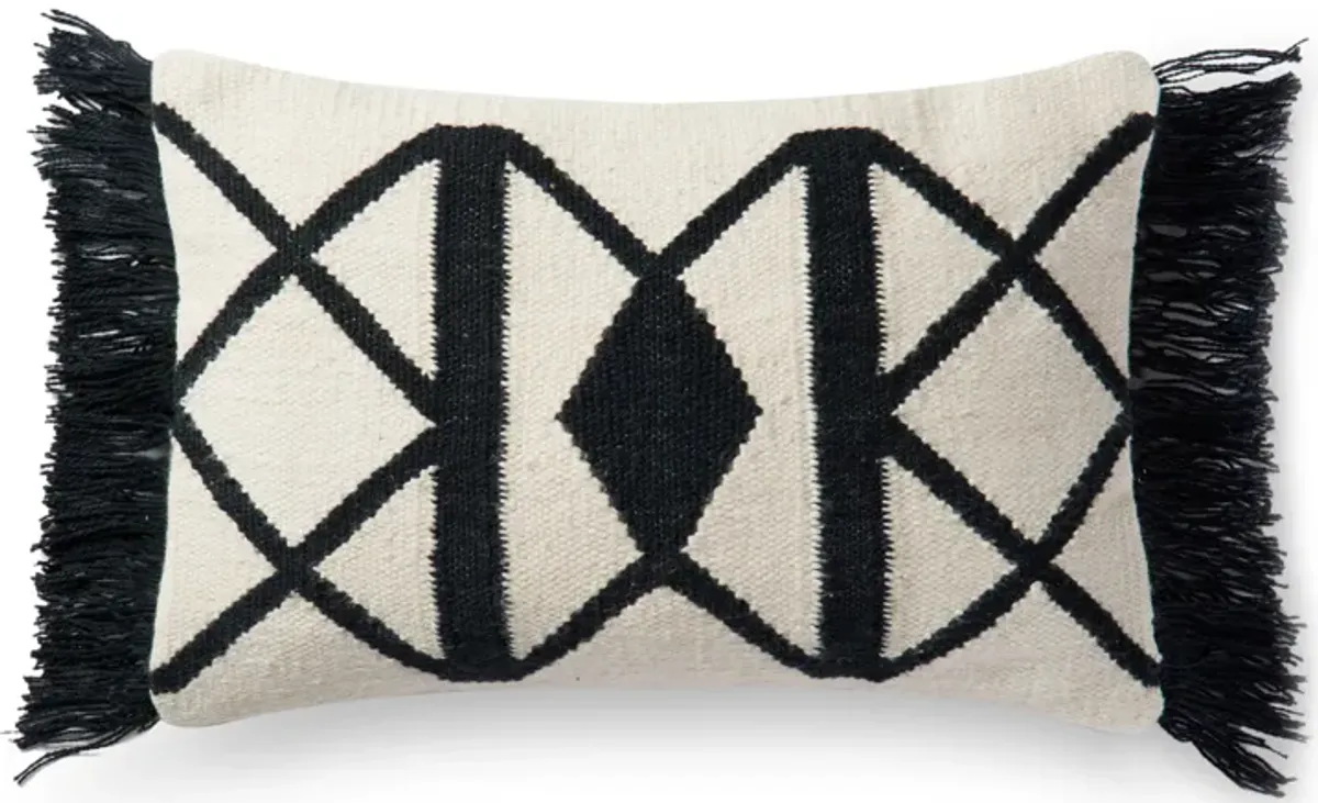 P0503 Black/Ivory 13"x21" Down Pillow