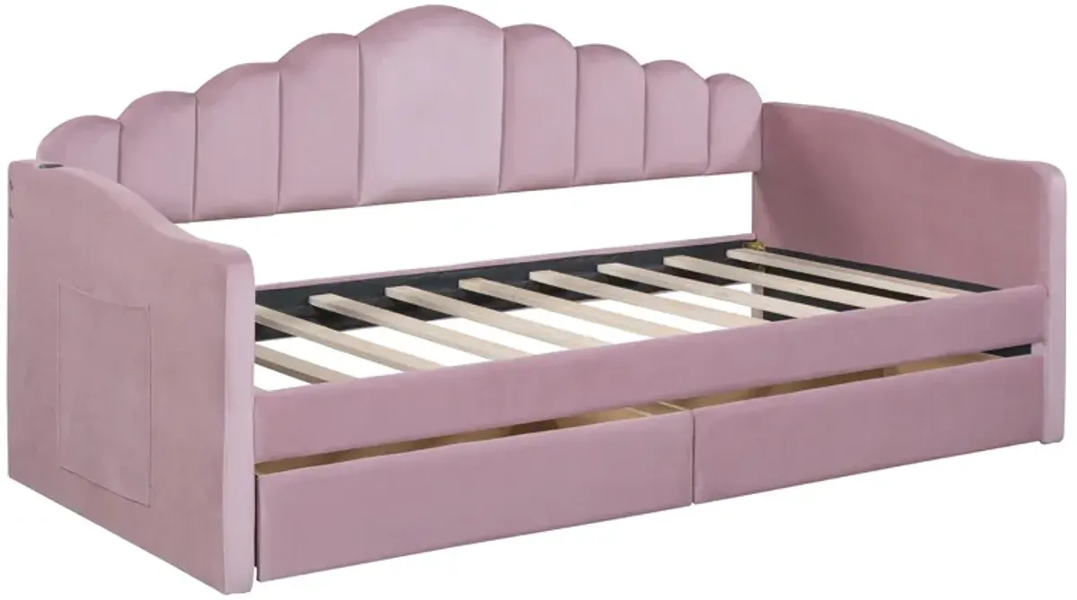 Merax Upholstered Daybed Bed Frame with 2 Drawers