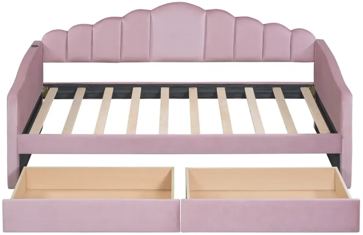 Merax Upholstered Daybed Bed Frame with 2 Drawers