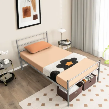 Twin Size Metal Bed Frame Platform with Headboard
