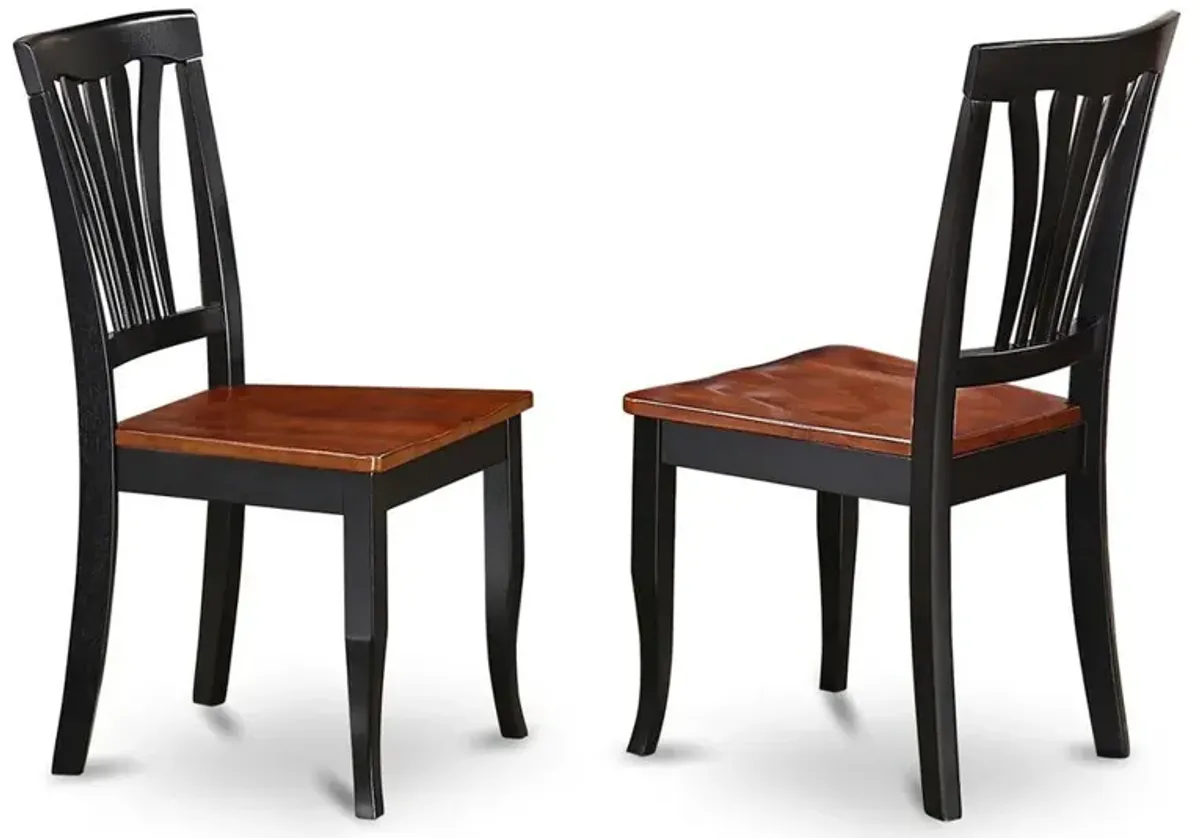 East West Furniture Avon  Chair  for  dining  room  Wood  Seat-Black  and  Cherry  Finish,  Set  of  2