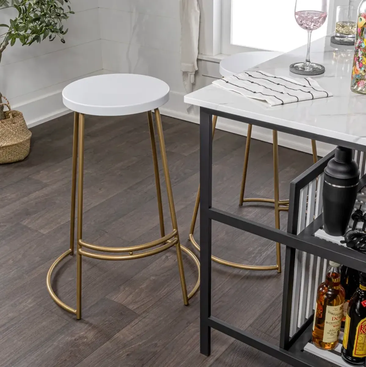 Hula 28.75" Modern Designer Iron Curved Backless Bar Stool