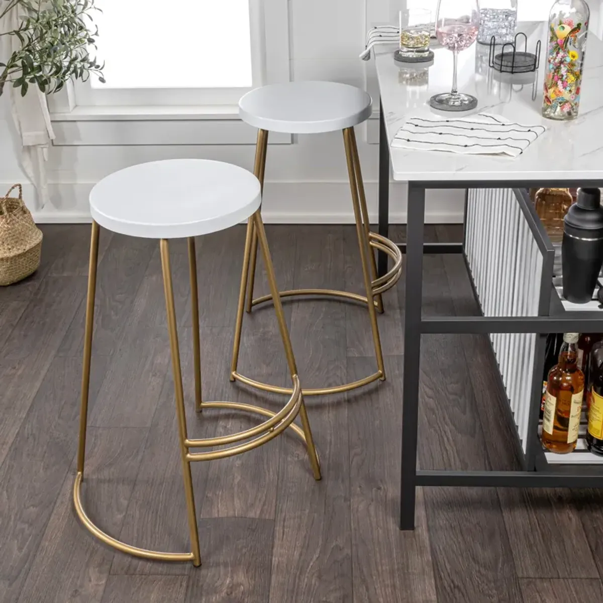 Hula 28.75" Modern Designer Iron Curved Backless Bar Stool