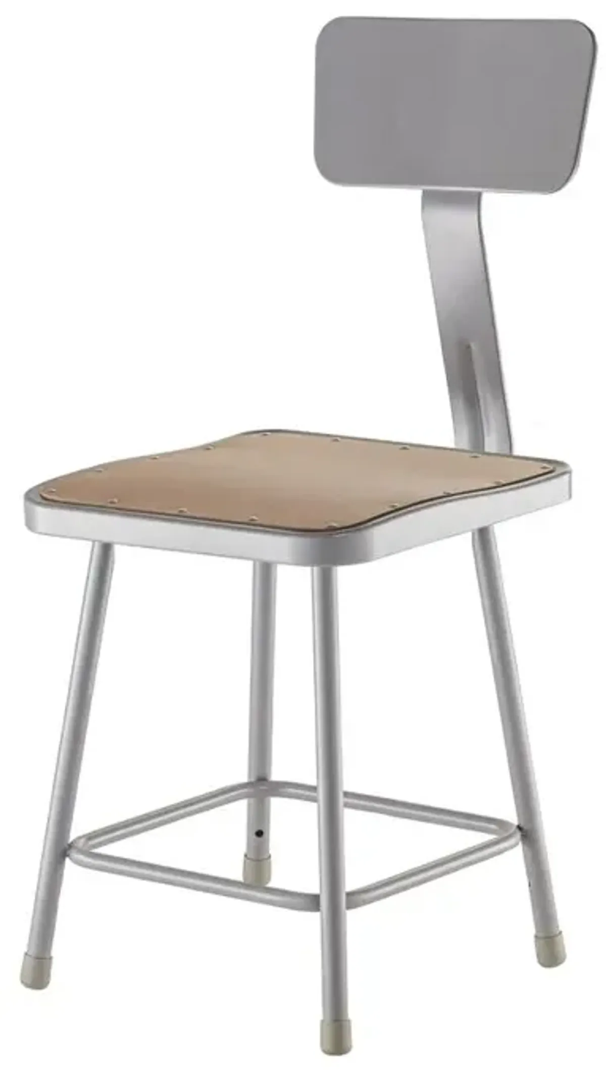 NPS® 18" Heavy Duty Square Seat Steel Stool With Backrest, Grey