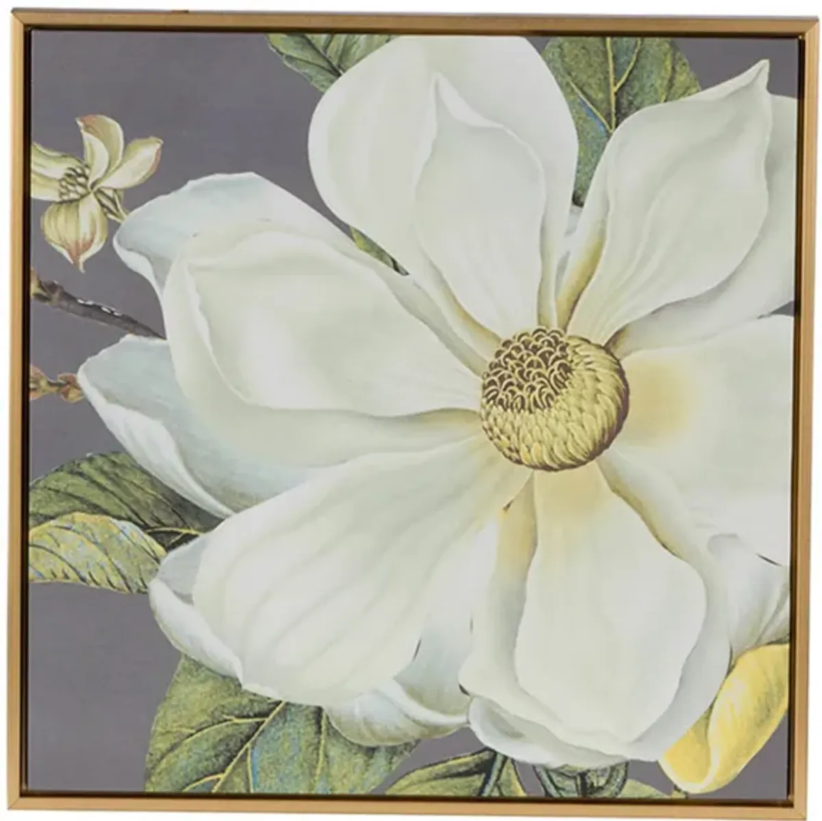 Nia 20 x 20 Flower Wall Art Set of 4, White, Green Microfiber, Pine Wood - Benzara