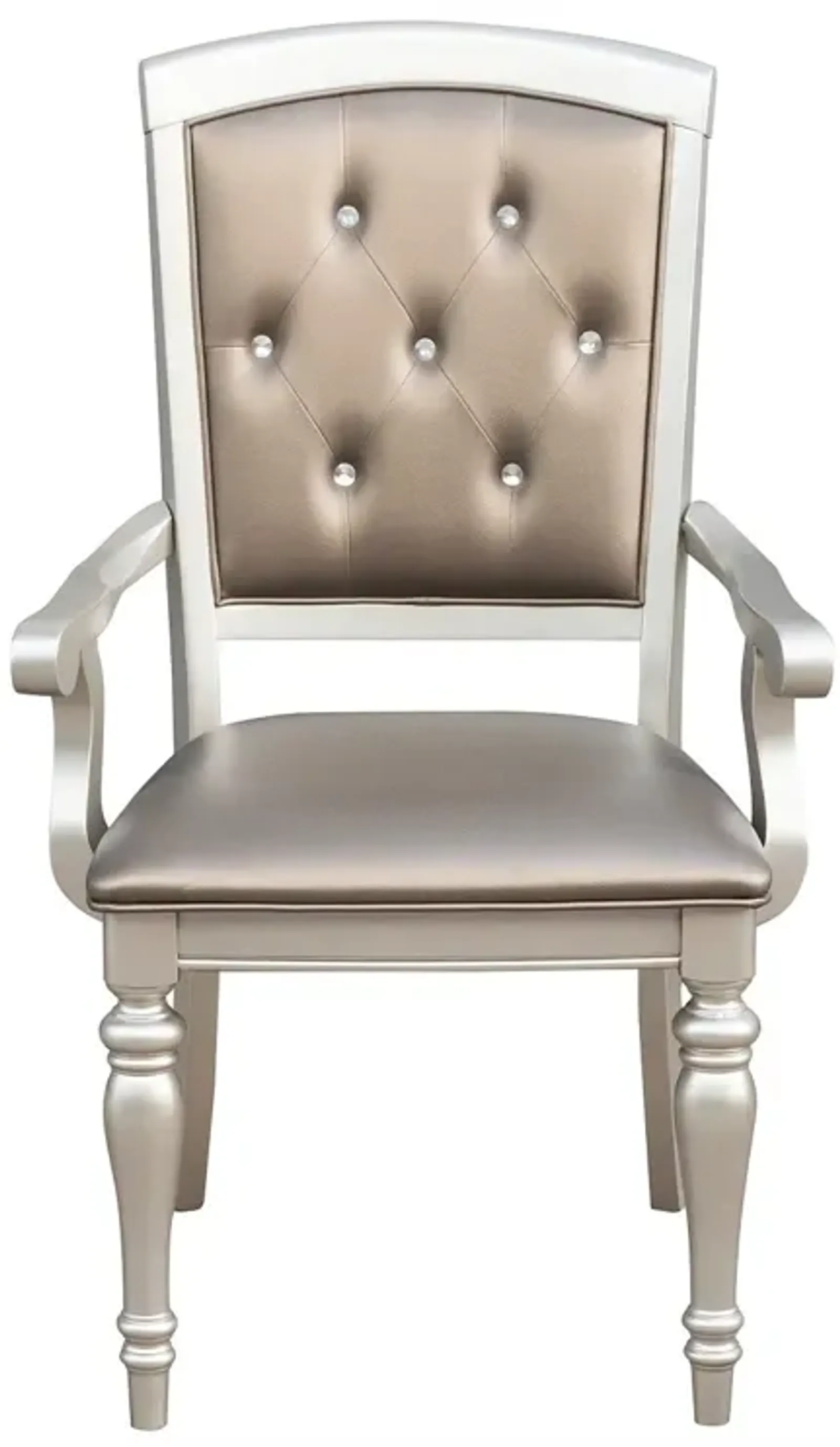 Set of 2 Silver Arm Chairs with Crystal Buttons