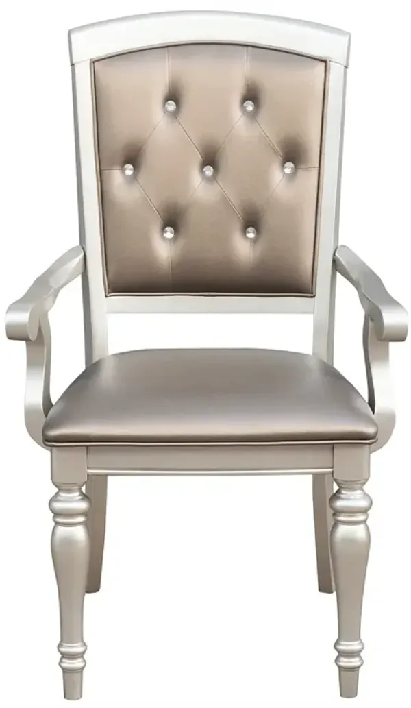 Streamdale Set of 2 Silver Arm Chairs with Crystal Buttons