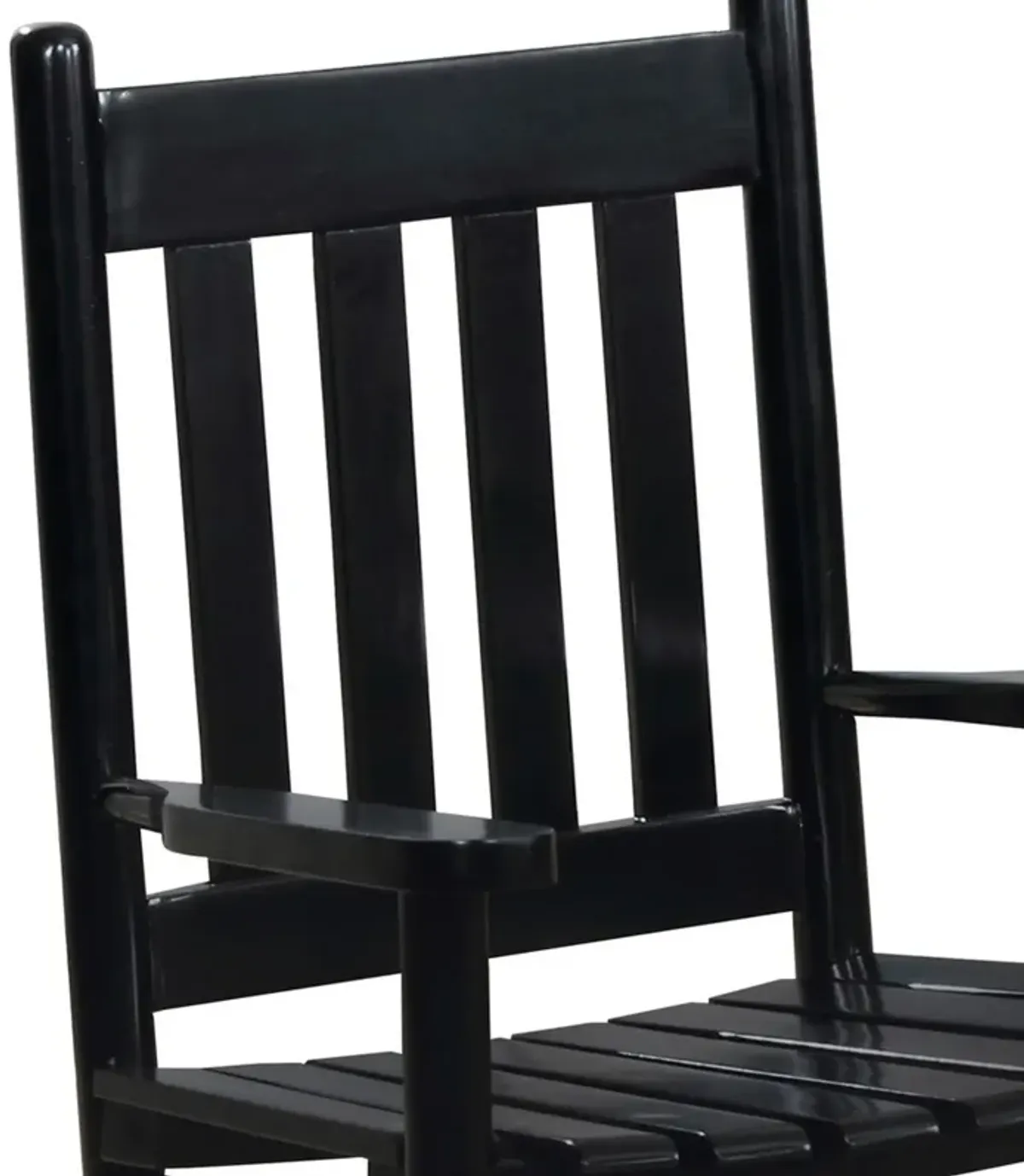 Rocking Chair with Slatted Design Back and Seat, Black