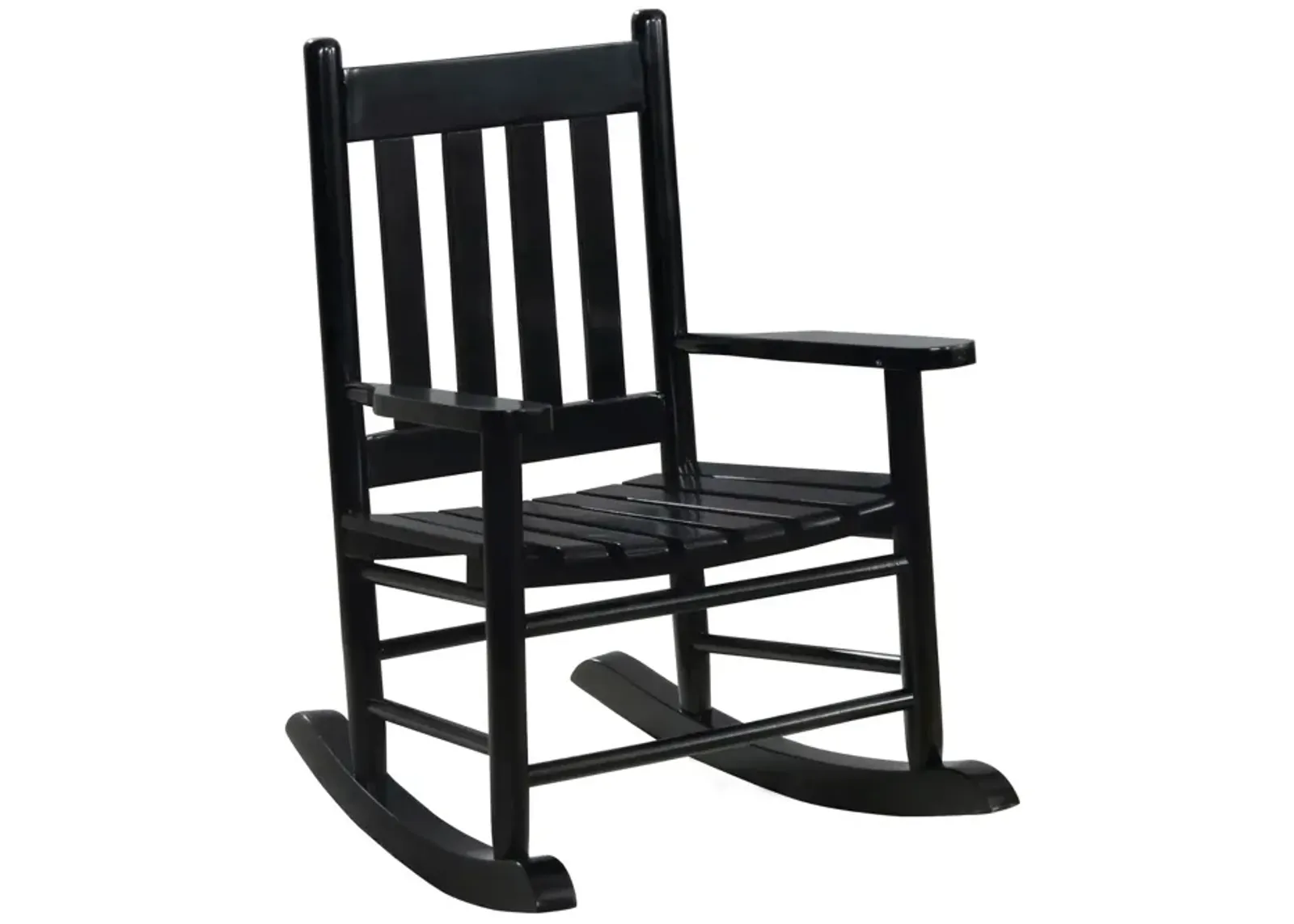 Rocking Chair with Slatted Design Back and Seat, Black