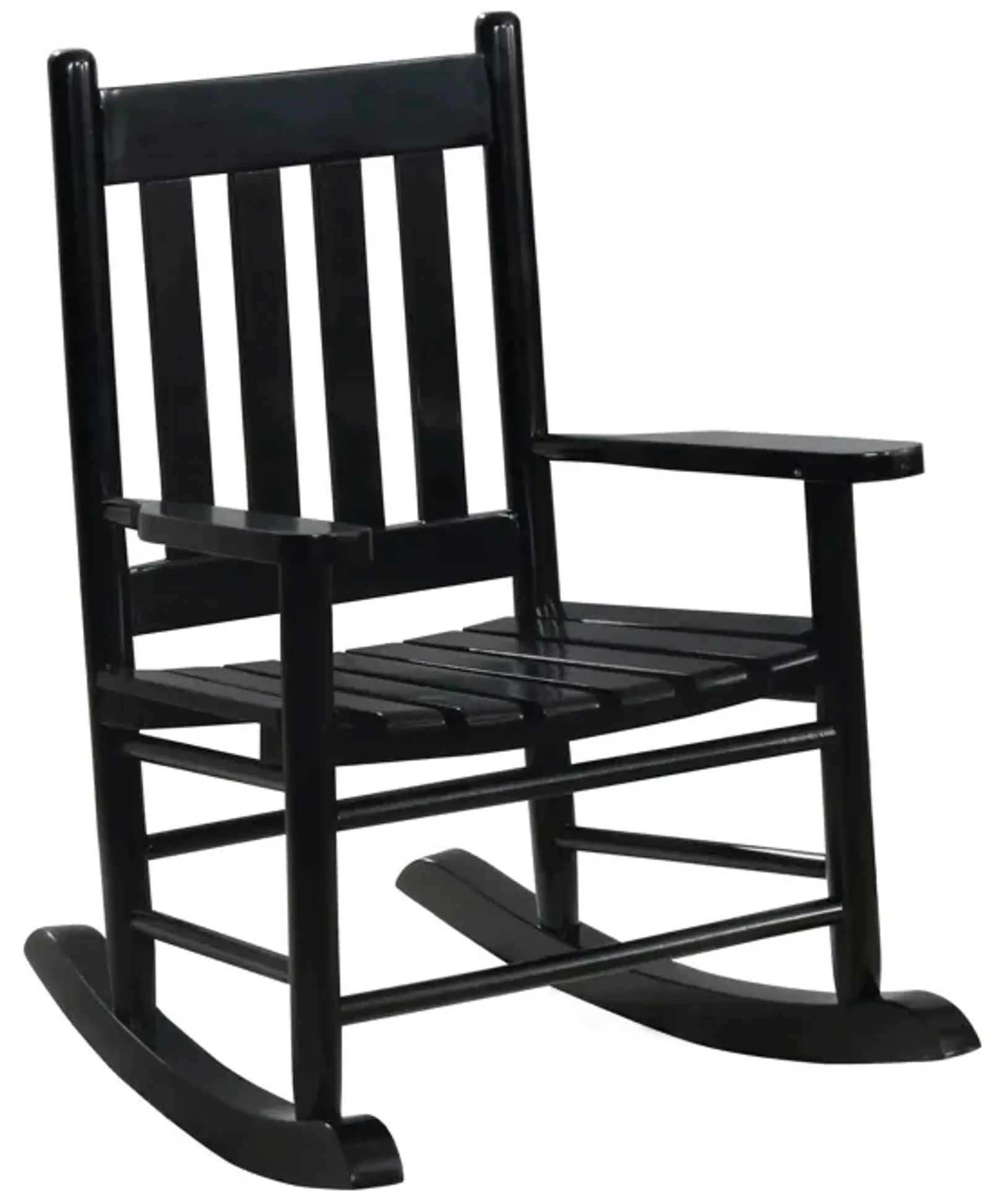 Rocking Chair with Slatted Design Back and Seat, Black