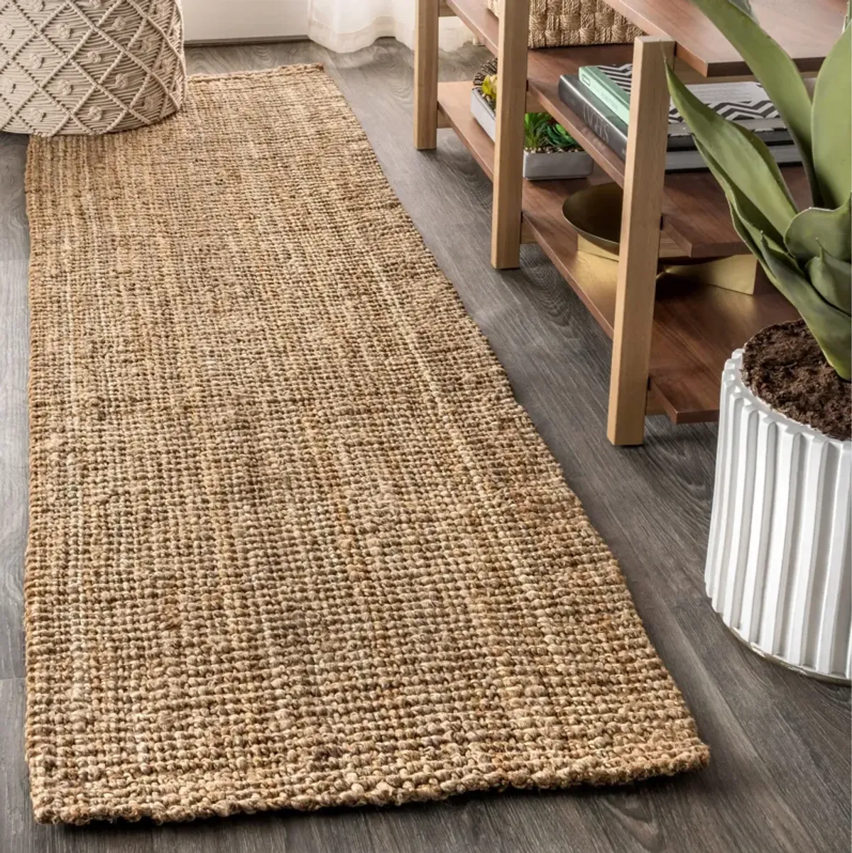 Pata Hand Woven Chunky Jute Natural 2 ft. x 10 ft. Runner Rug