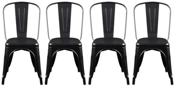 Hivvago Set of Four Black Steel Dining Side Chairs